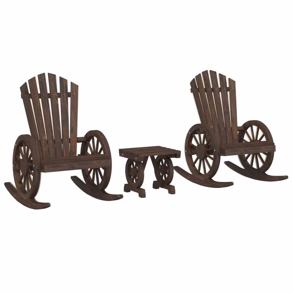 Set Salotto da Giardino vidaXL in Legno Massello di Abete Marrone composto da 2 Poltrone Lounge e 1 Tavolino da Caffè – 2