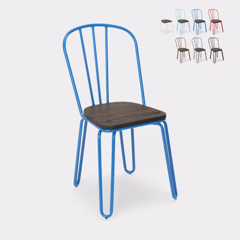 Sedia da bar e da cucina in acciaio in stile industriale Ferrum - Blu
