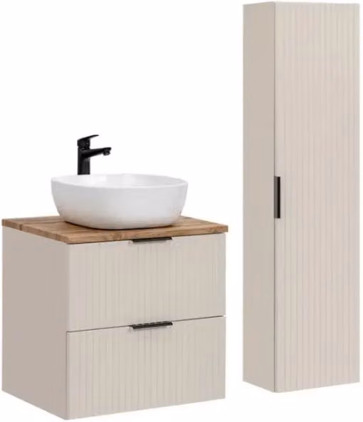 Set da bagno NOXERA 80 cm – Marrone congo & wotan – Con lavabo + colonna