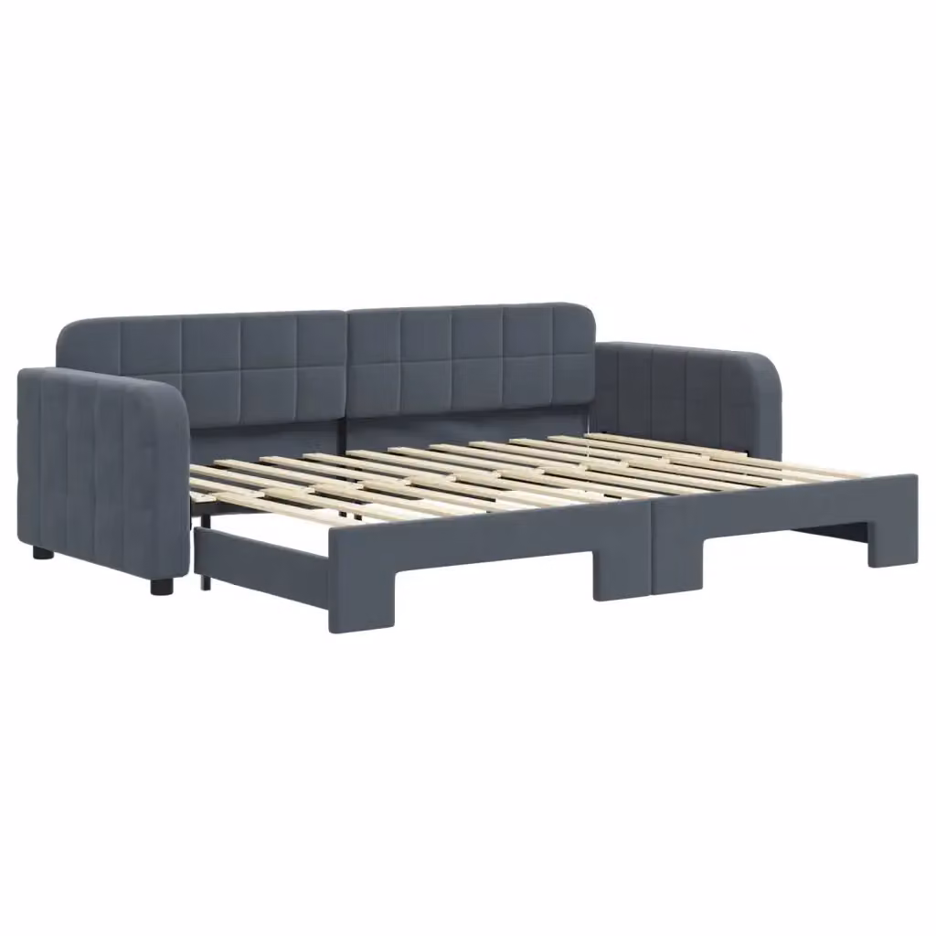 Divano Letto con Letto Estraibile vidaXL in Velluto Grigio per Soggiorno e Camera da Letto L/P/H: 223 x 71 x 91 cm con Piano d'Appoggio 80x200 cm – 2