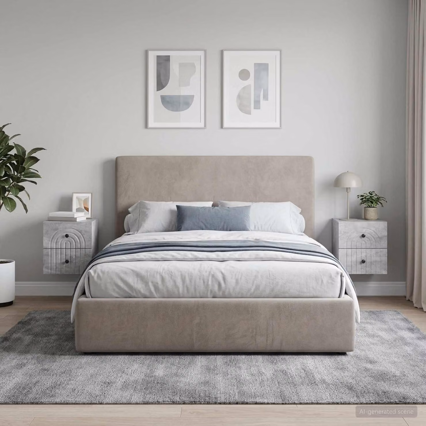 Set di 2 comodini sospesi vidaXL in stile moderno, colore grigio cemento, L: 33 cm, P: 34,5 cm, H: 40 cm