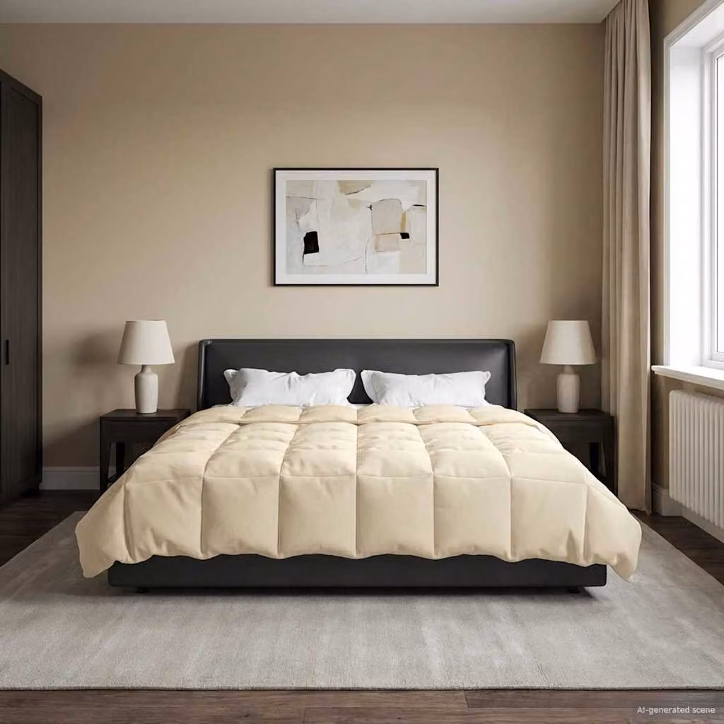 Piumone invernale traspirabile e reversibile vidaXL in microfibra, beige, L 220 x P 260 cm