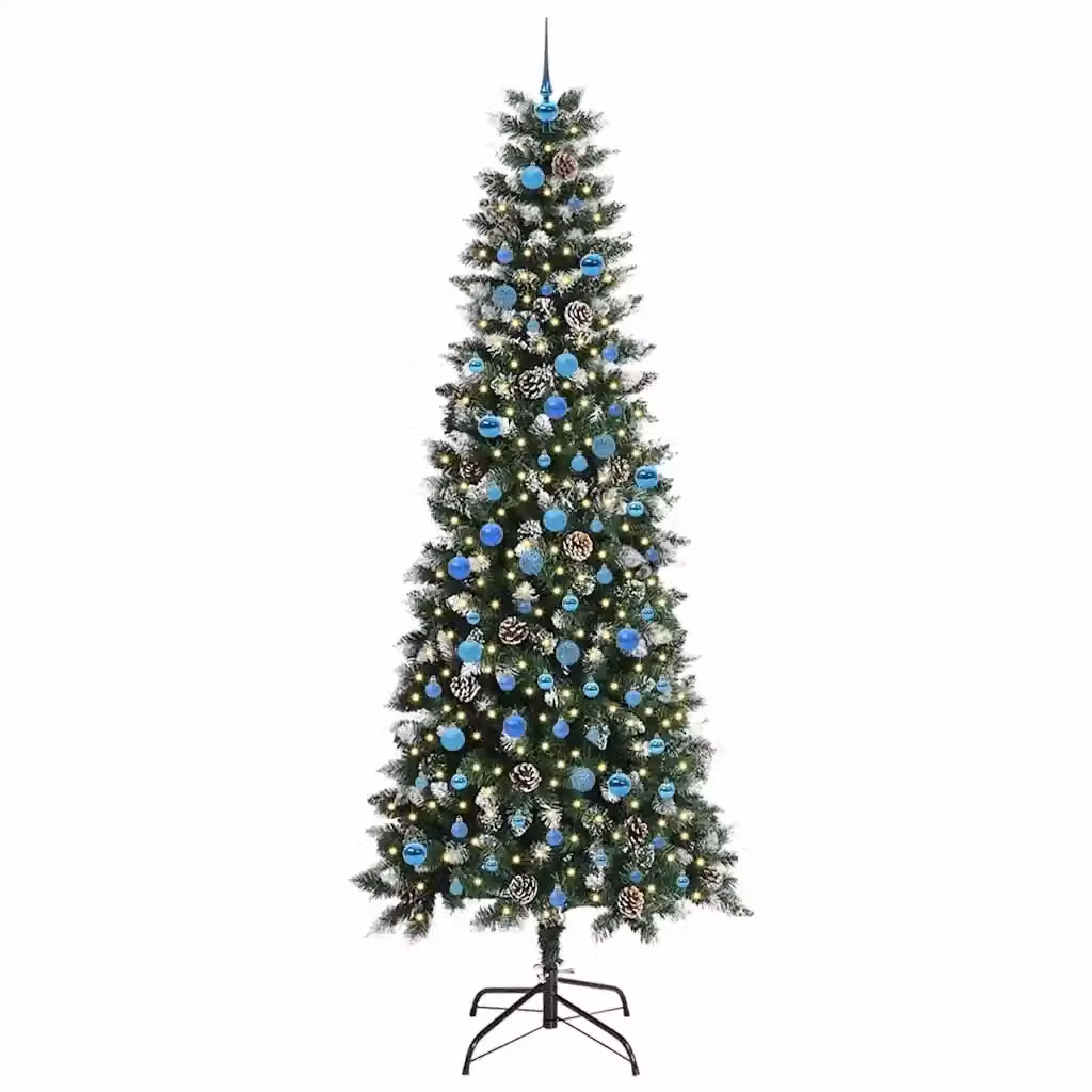 Albero di Natale artificiale moderno vidaXL verde con 300 LED luce bianca calda, Altezza: 240 cm – 2
