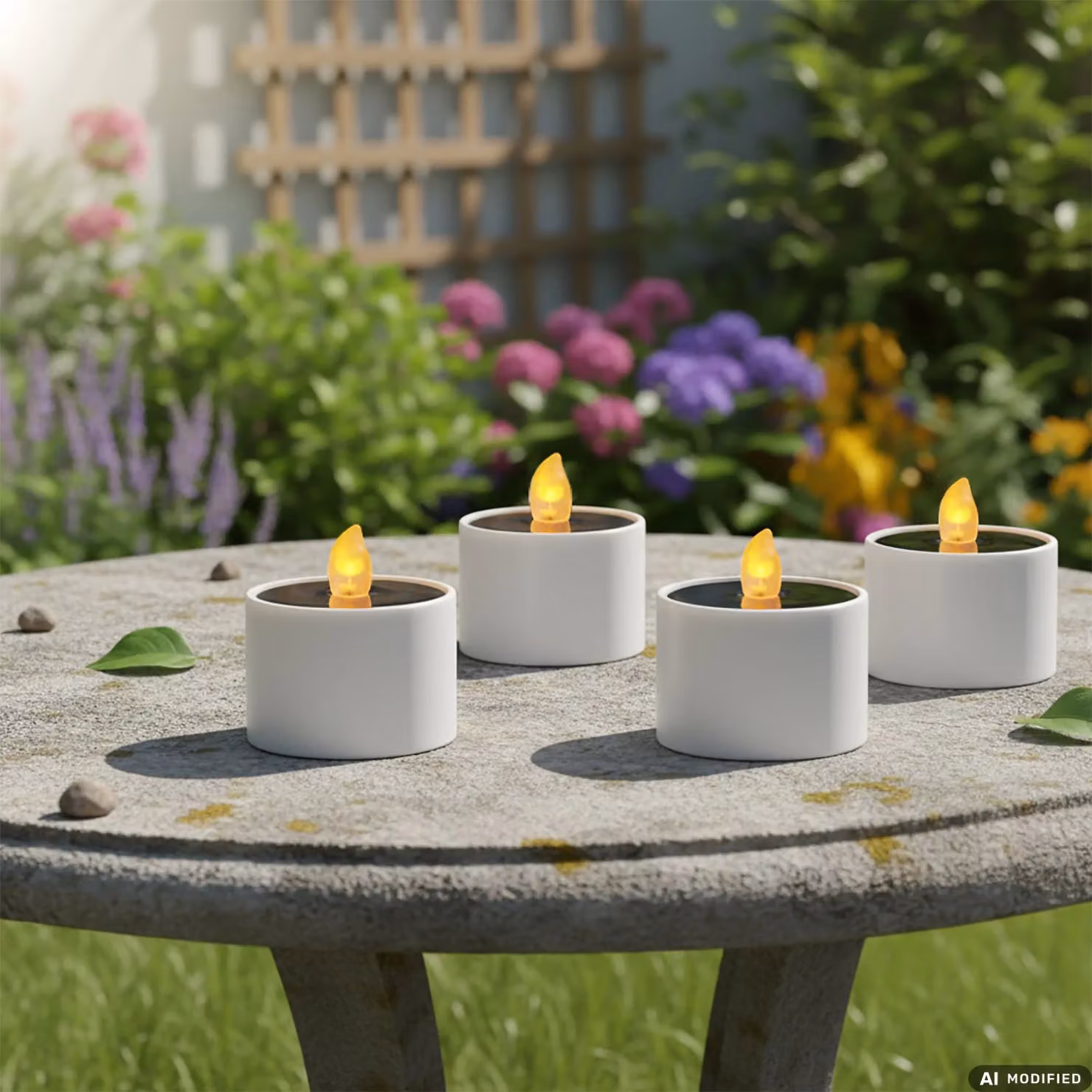 DICTROLUX Set di 4 Candele Solari LED Bianche con Effetto Fiamma Ricaricabili e Design Moderno – 2