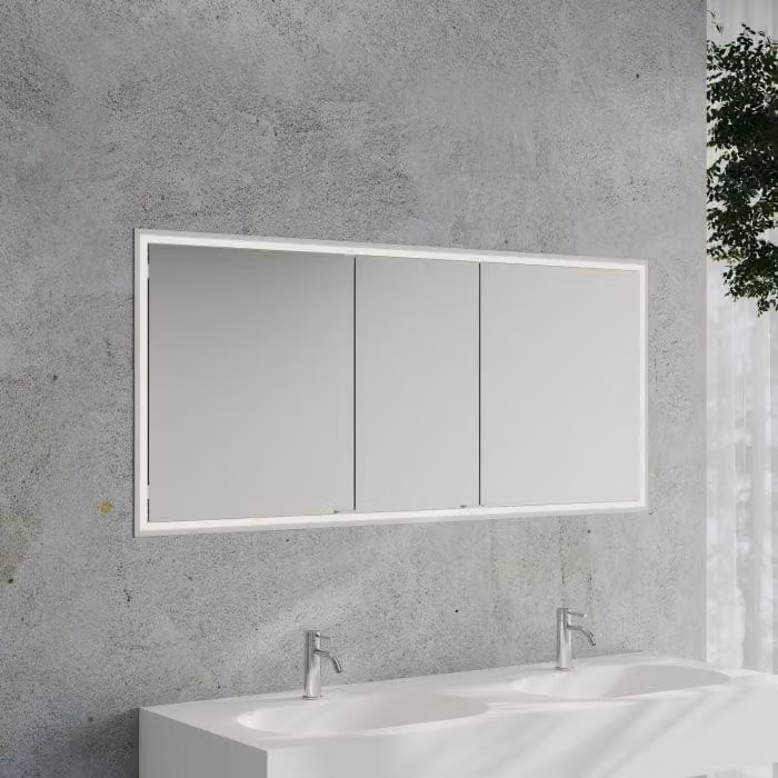 Specchio da bagno a cubo Kronenbach 2.0, da incasso, con 3 ante, 160 cm