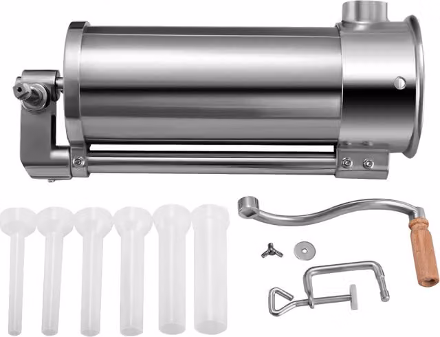 Macchina insaccatrice manuale per salsicce Design Mania in acciaio inox color argento con 6 tubi di riempimento, capacità 5 kg