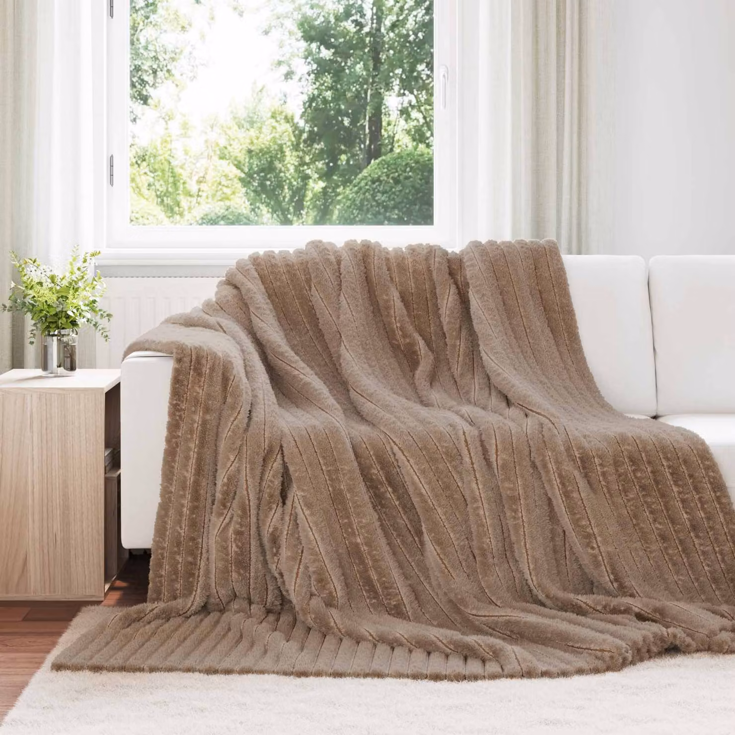 Set di 6 coperte in pile vidaXL marrone, morbide e lavabili, L: 270 cm x P: 240 cm – 1