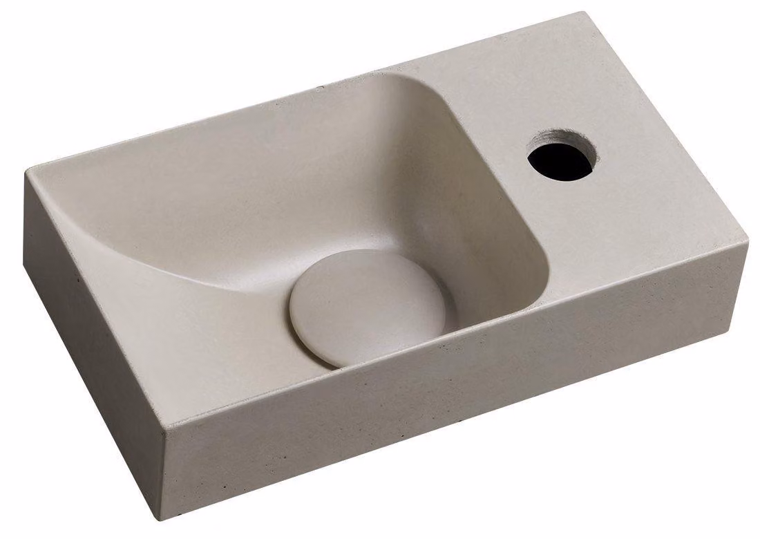 Lavabo PICCOLINO in cemento 30,8x17cm, rubinetto destro, sabbia opaca