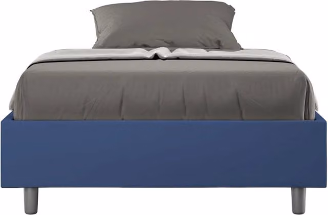 BS COM Letto una piazza e mezza senza rete imbottito 120x200 similpelle blu