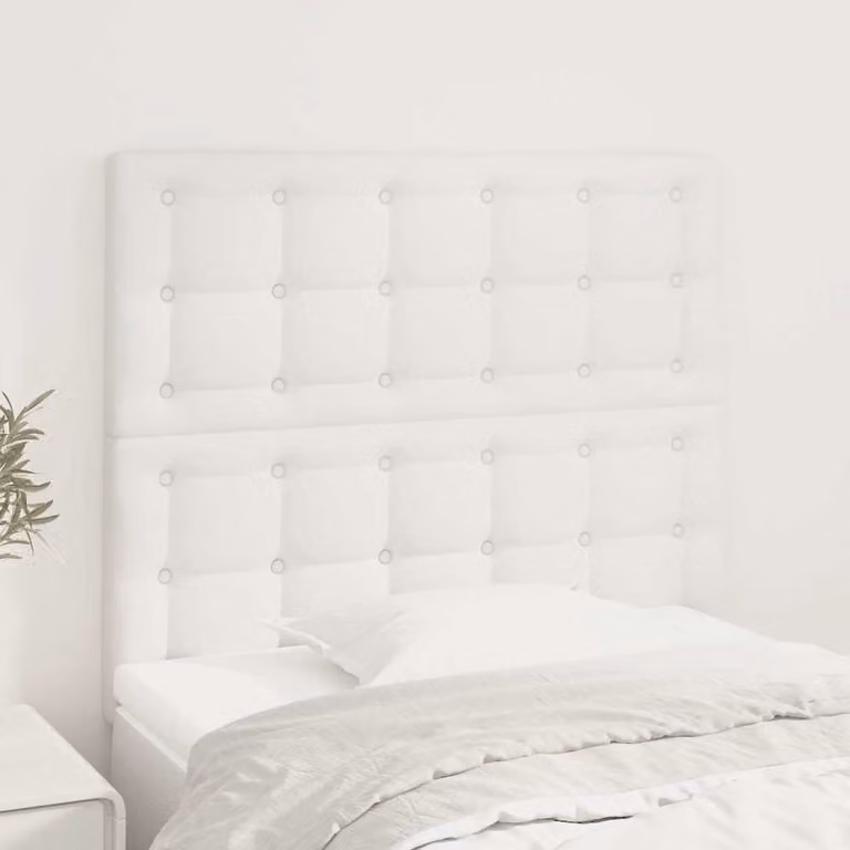 Testiera per letto vidaXL in similpelle bianca con pannello imbottito, L: 80 cm, P: 5 cm, H: 118-128 cm