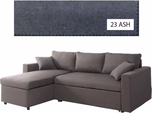 Divano con penisola Ash Golf Giordanoshop reversibile in tessuto grigio con struttura in legno e funzione letto