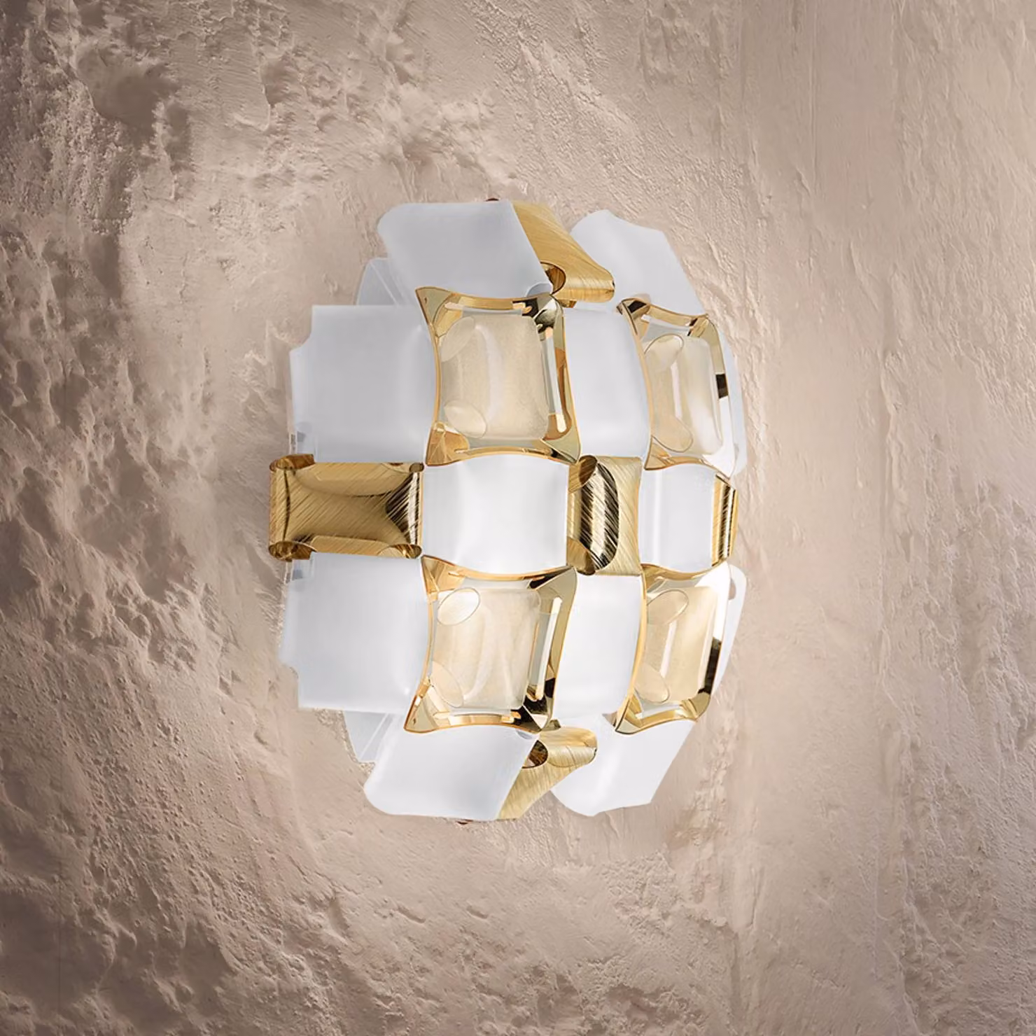 Slamp Applique da parete di design Mida, dimmerabile, Ottone / Oro, Soggiorno / Sala da pranzo, Plastica, Design, Applique
