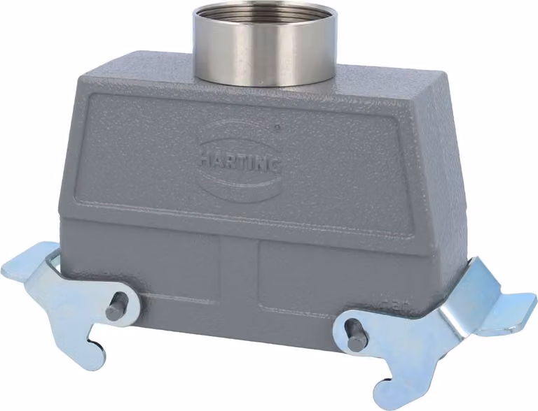 HARTING Han 24B Contenitore con manicotto alto, 1xM40 uscita cavo diritta, con 2 staffe trasversali Vite M40 Area di serraggio 19,0 mm -