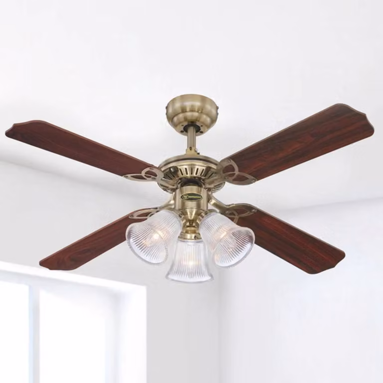 Westinghouse Ventilatore con luce Princess Trio, in legno, silenzioso PRINCESS, Legno scuro, Soggiorno / Sala da pranzo, Plastica, Moderno