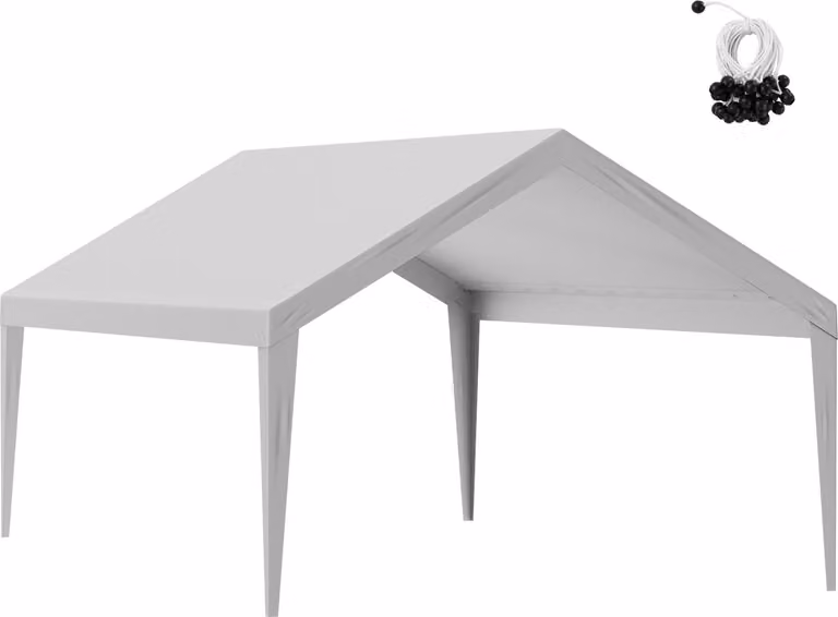 SucceBuy Tettoia di ricambio per carport 13x20 ft, copertura resistente per garage, impermeabile e protetta dai raggi UV, facile installazione con cinghie di tensione, grigio (solo copertura superiore, telaio non incluso)