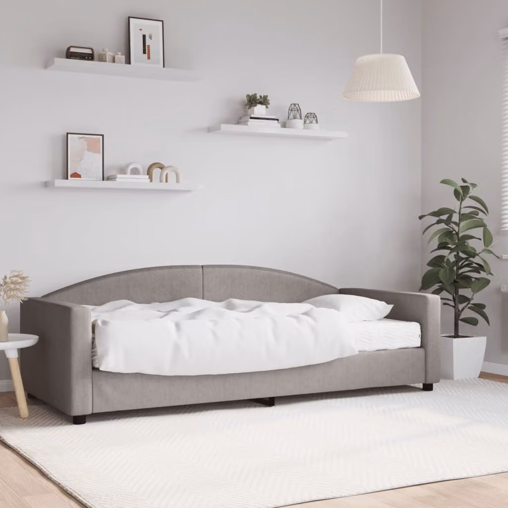 vidaXL Divano Letto Moderno con Materasso in Tessuto, Colore Tortora/Grigio/Beige, L/P/H: 223 x 90 x 100 cm