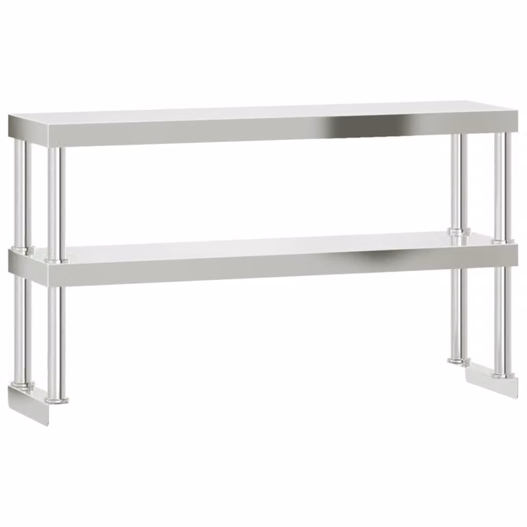 Ripiano per Tavolo da Lavoro 2 Piani 110x30x65 cm Acciaio Inox