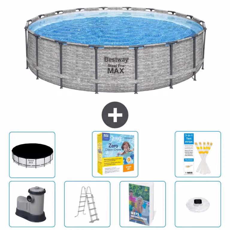 Piscina gonfiabile Bestway Steel Pro MAX, rotonda, 549x122 cm, composta da 6 parti, modello S526