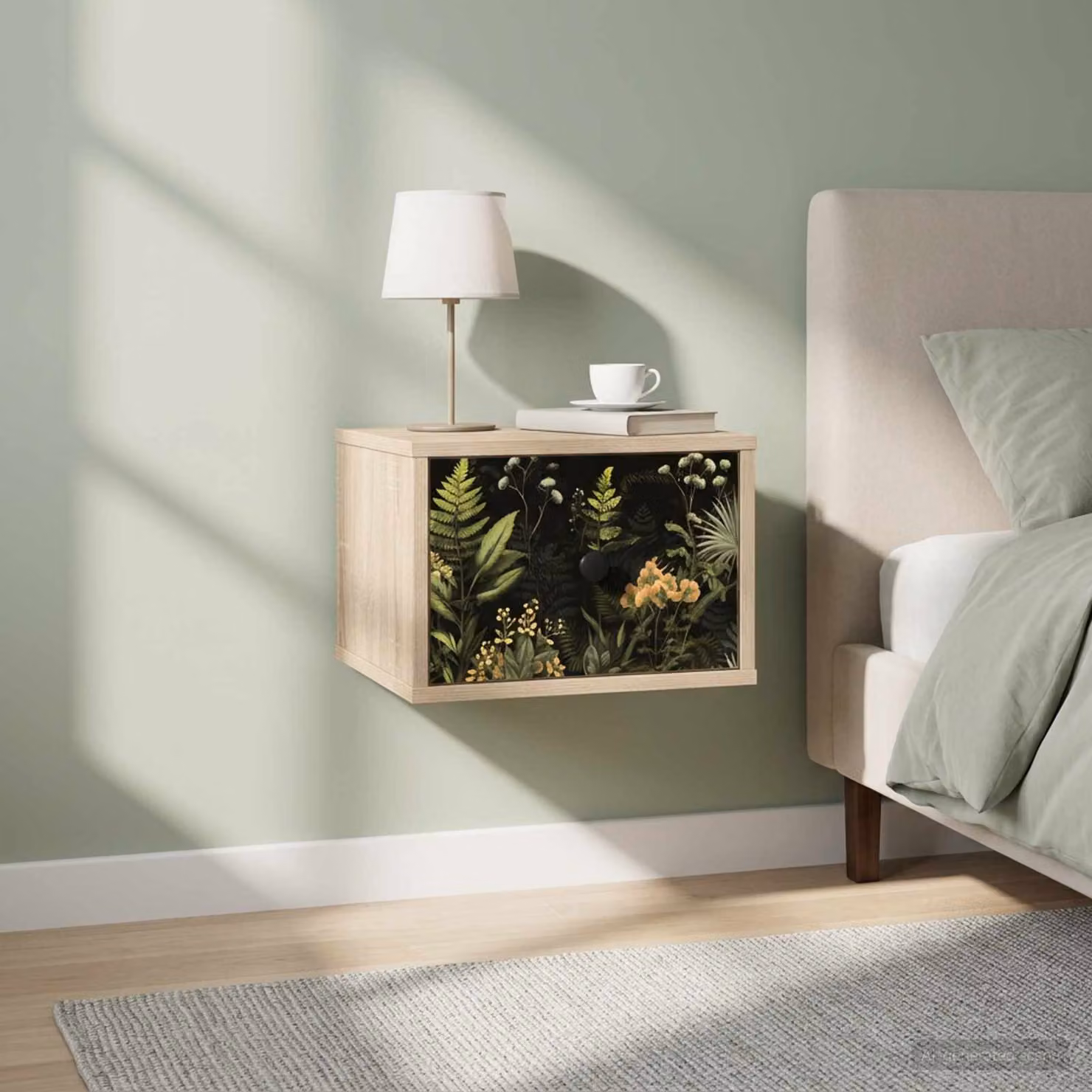 Set di 2 comodini sospesi vidaXL RHENEN in Rovere Sonoma e Nero