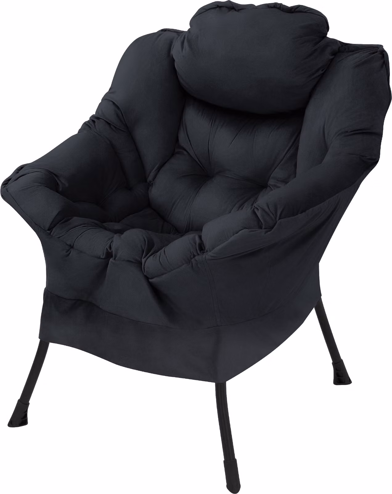 Poltrona ML-Design per soggiorno, poltrona relax con braccioli, poltrona da lettura confortevole, poltrona TV con cuscino poggiatesta, poltrona lounge, poltrona imbottita per TV, colore nero