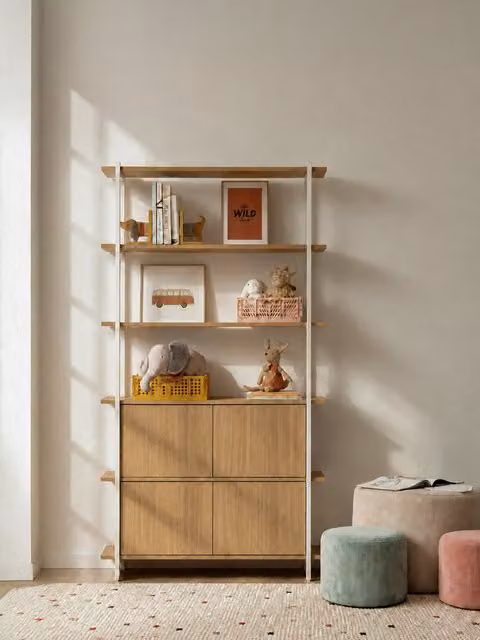 Scaffale alto per bambini Darel Kenay Home, colore bianco e naturale