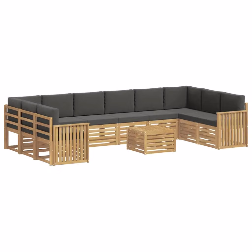 Set di divani da esterno vidaXL a forma di L con 11 pezzi, Bianco e Antracite, in legno di acacia e tessuto resistente ai raggi UV – 2