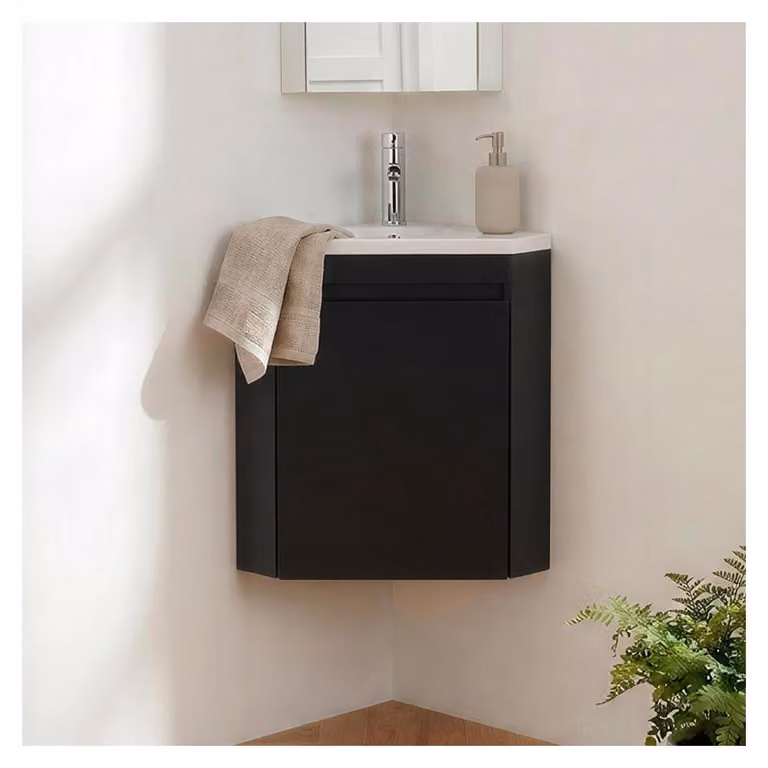 Mobile lavabo LISA angolare sospeso con lavabo in resina
