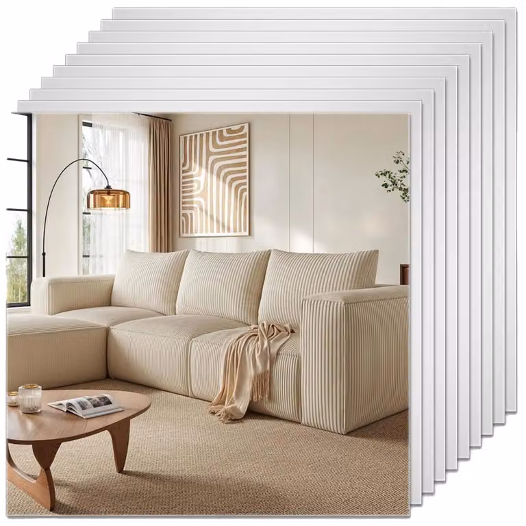 Specchio adesivo, design flessibile, installazione autoadesiva, confezione da 10 pezzi, dimensioni 30x30 cm