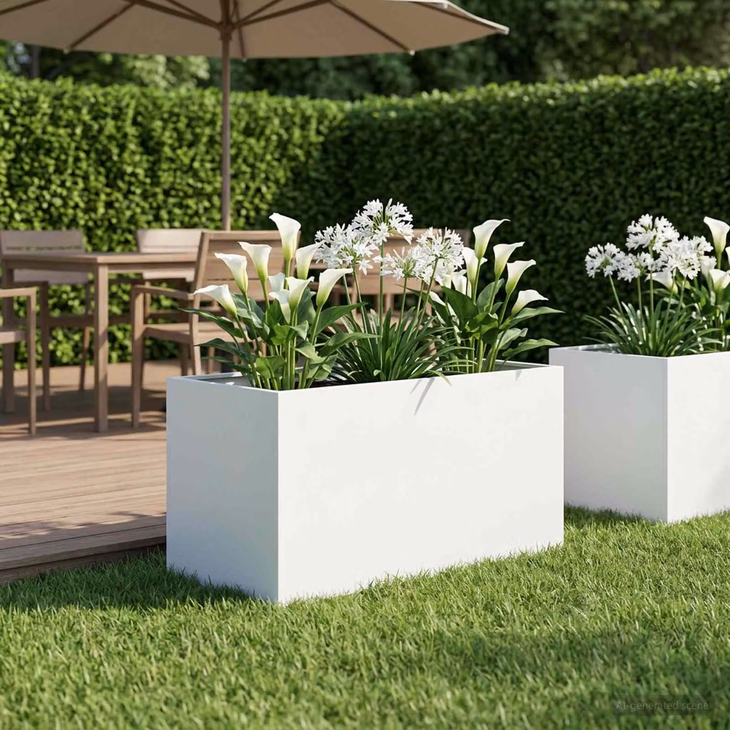 vidaXL Vaso da giardino in metallo Bianco L 80 x P 50 x H 50 cm