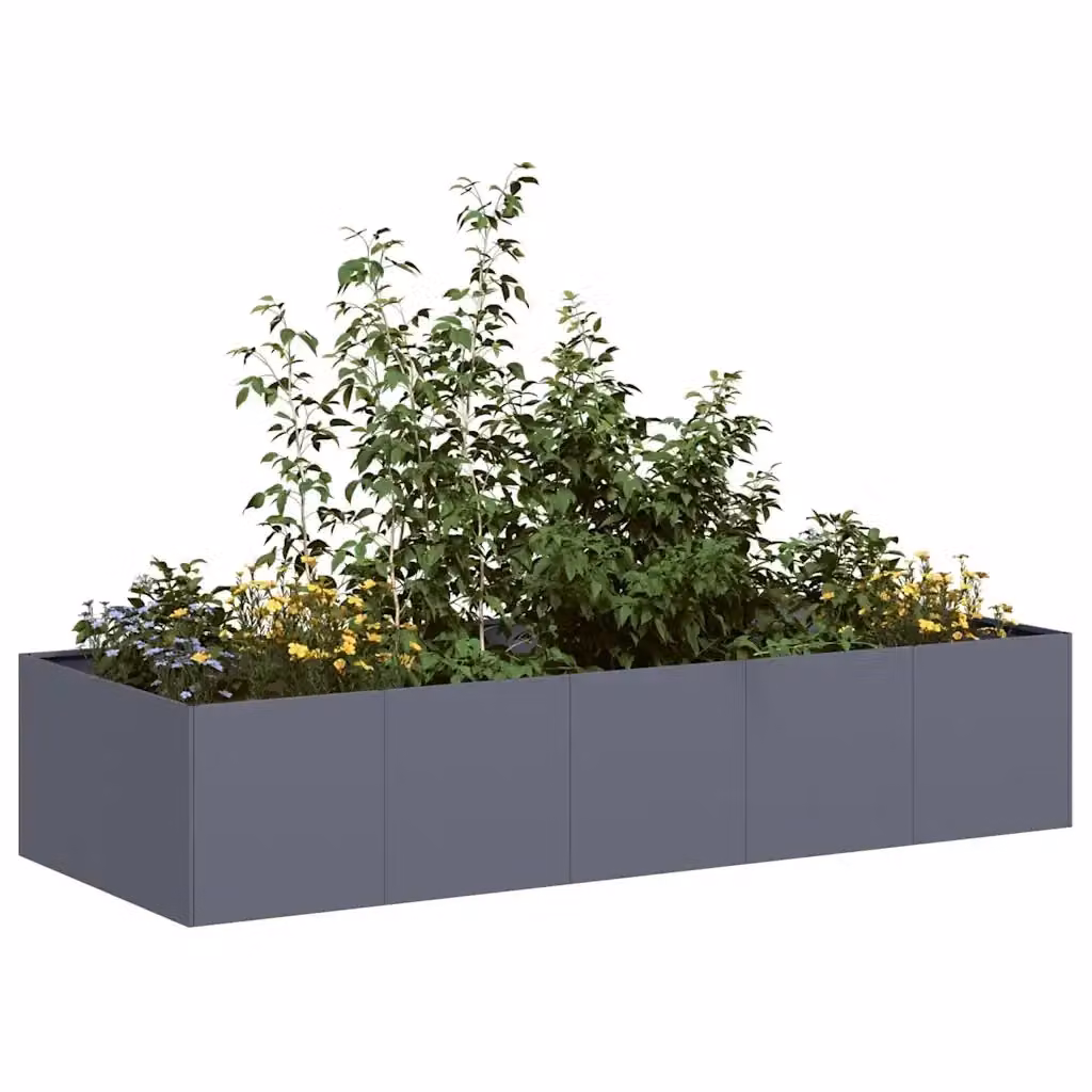 Fioriera a cassetta in acciaio antracite per orto e giardino L: 200 cm, P: 80 cm, H: 40 cm – 2