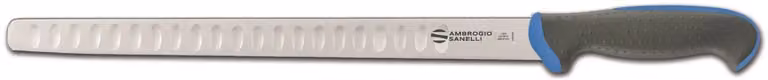 Coltello salmone, lama alveolata, lama cm 32, colore blu, linea Tecna