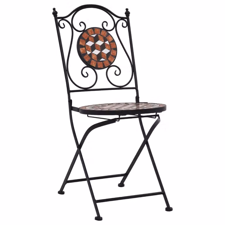 Set Bistrò vidaXL da 3 pezzi con Mosaico in Ceramica Multicolore e Acciaio Verniciato a Polvere, Terracotta
