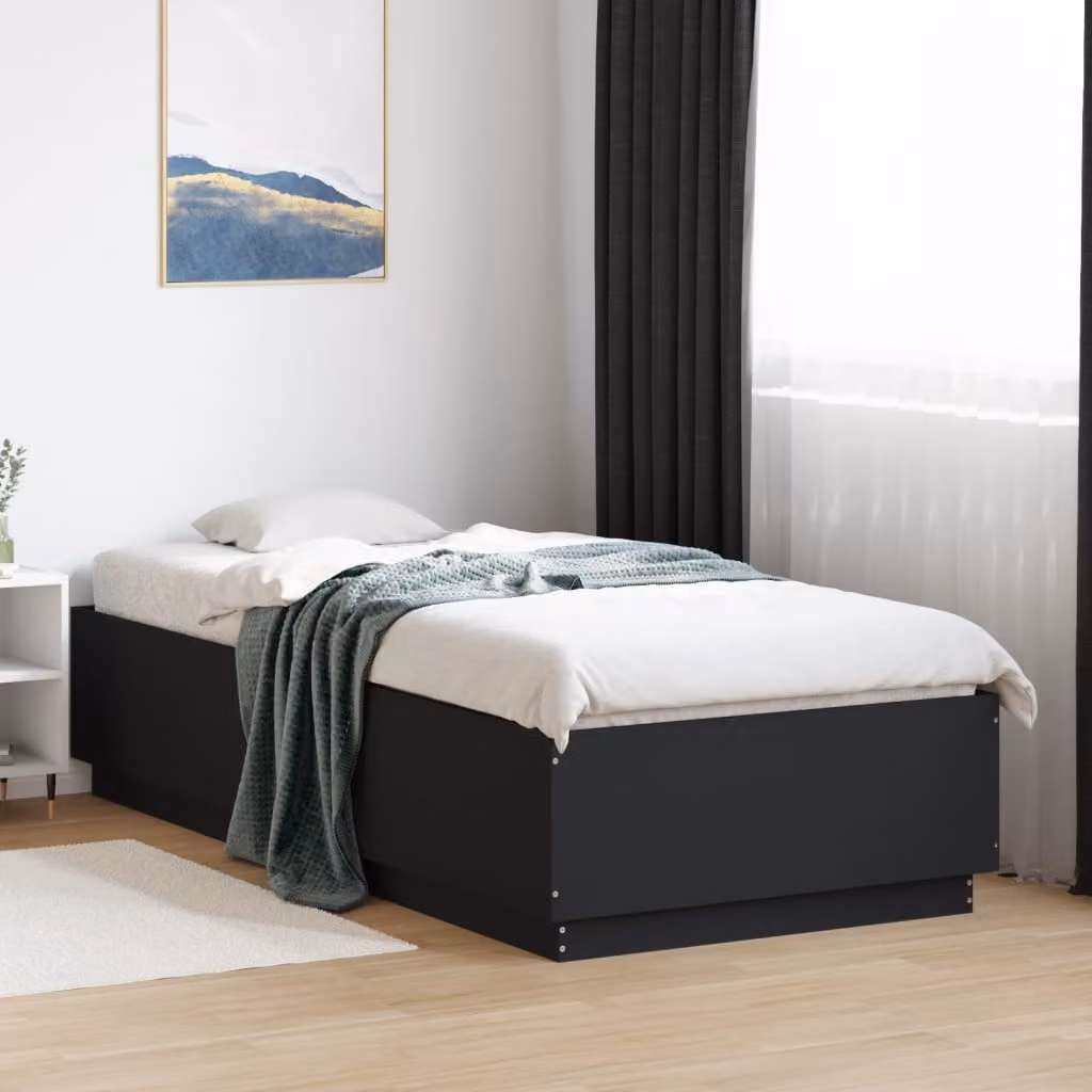 Giroletto vidaXL Nero in Legno Multistrato con Doghe Fisse L/P/H: 200 x 90 x 40 cm