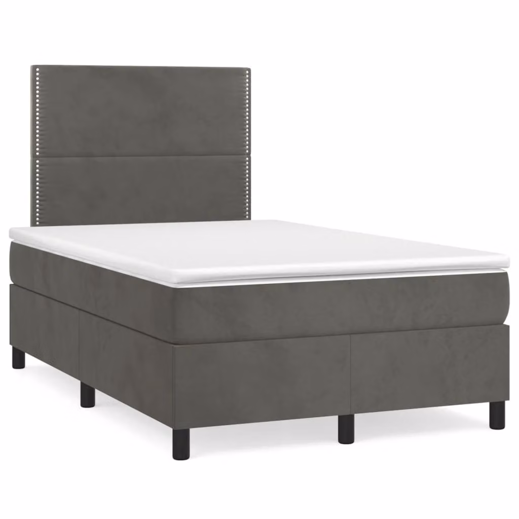 Letto Ibrido vidaXL in Velluto Grigio con Illuminazione LED e Porta USB, L/P: 120 x 200 cm – 1