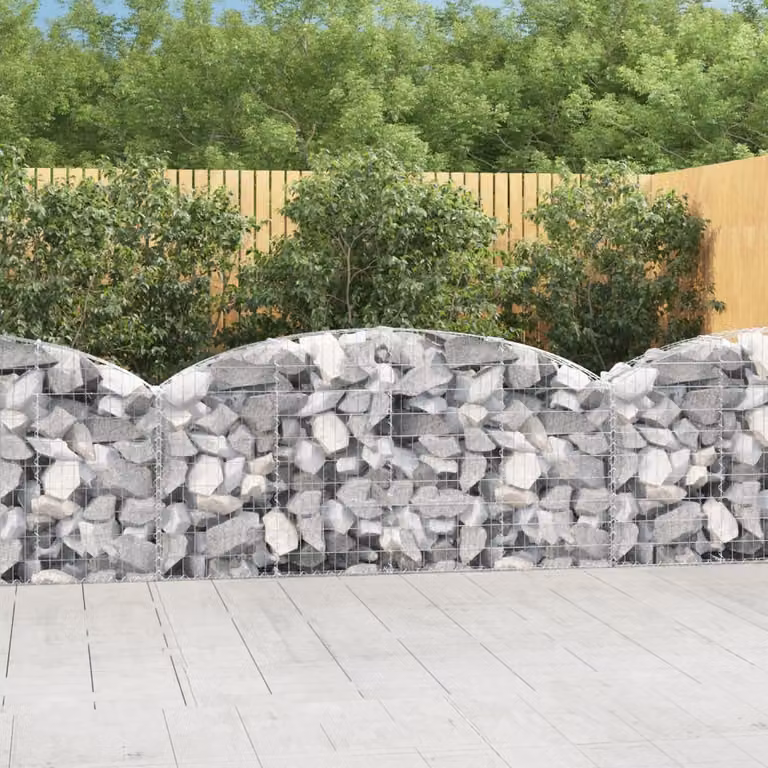 Cesto Gabbione ad Arco vidaXL in Acciaio Zincato Grigio L: 200 cm, P: 30 cm, H: 80/100 cm