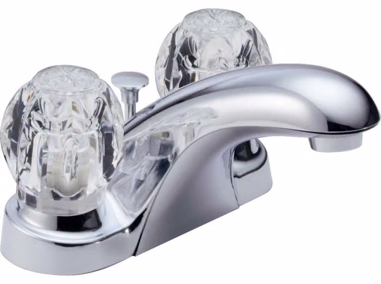 Miscelatore per lavabo a due maniglie, cromato, con portata di 1,50 galloni al minuto, per montaggio su tre fori da 4 pollici
