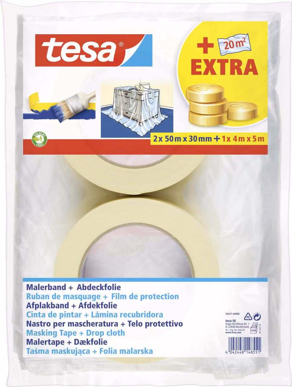 tesa Malerband Economy 2x 50m x 50mm + Folie