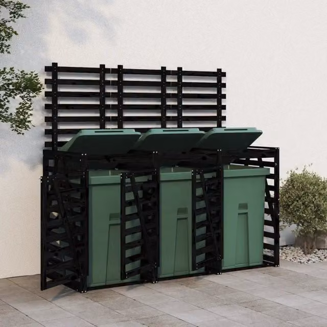 Copribidone Triplo Nero in Legno Massello di Pino 3157695