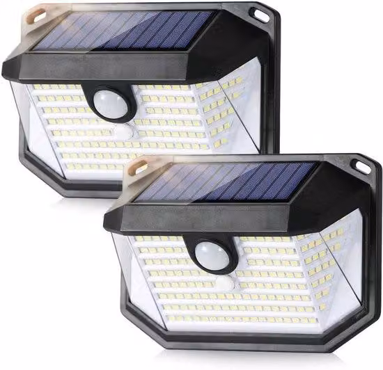 Lampada da esterno - Set da 2 pezzi - Sensore di movimento - Impermeabile - Sensore per esterni e giardino - Illuminazione solare per esterni