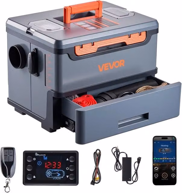 Riscaldatore Diesel 8 kW DC 12V 24V Portatile con Controllo App Bluetooth e Display LCD Serbatoio 5L per Auto e Fai da Te