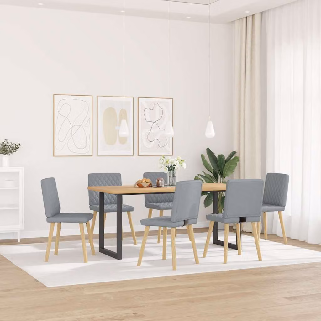 vidaXL Sedie da Pranzo 6 pz Grigio Chiaro in Tessuto