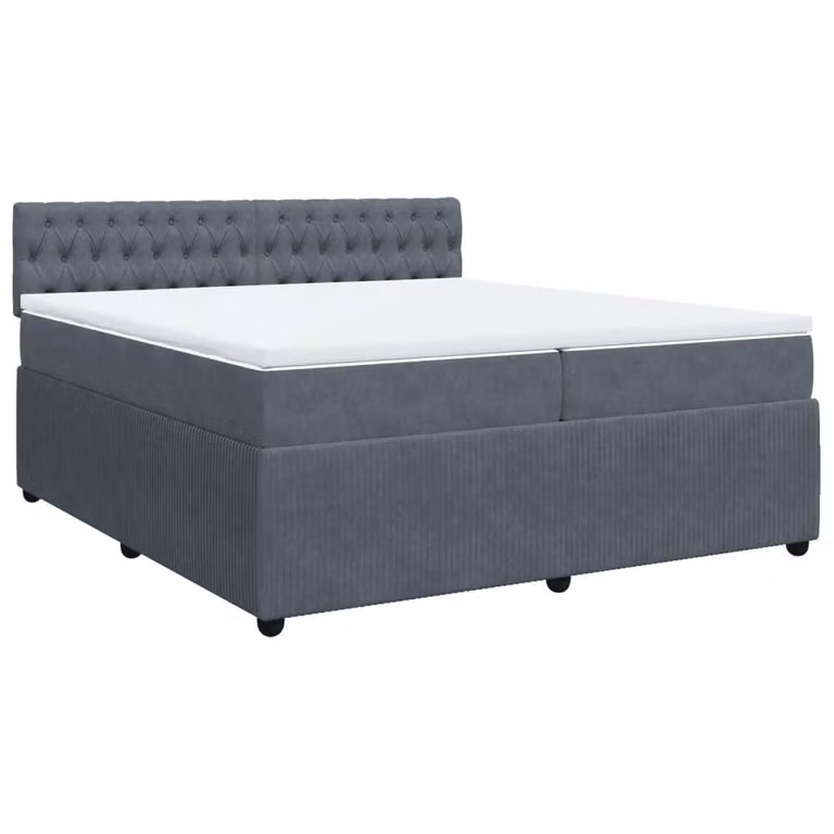 Giroletto a Molle con Materasso Grigio Scuro 200x200 cm Velluto