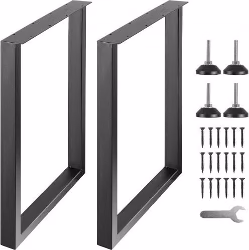 Kit di 2 Gambe Quadrate per Tavolo e Scrivania Vevor in Acciaio Nero Opaco, Lunghezza: 71,1 cm