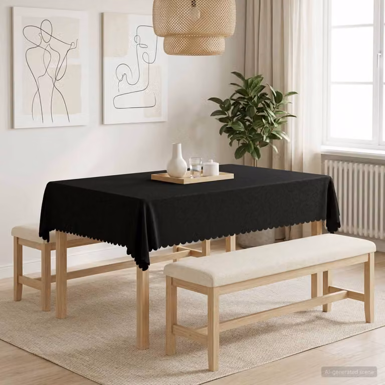 Tovaglia da Tavolo Rettangolare vidaXL in Jacquard Grigio Scuro, Idrorepellente e Lavabile in Lavatrice, L 140 cm x P 160 cm