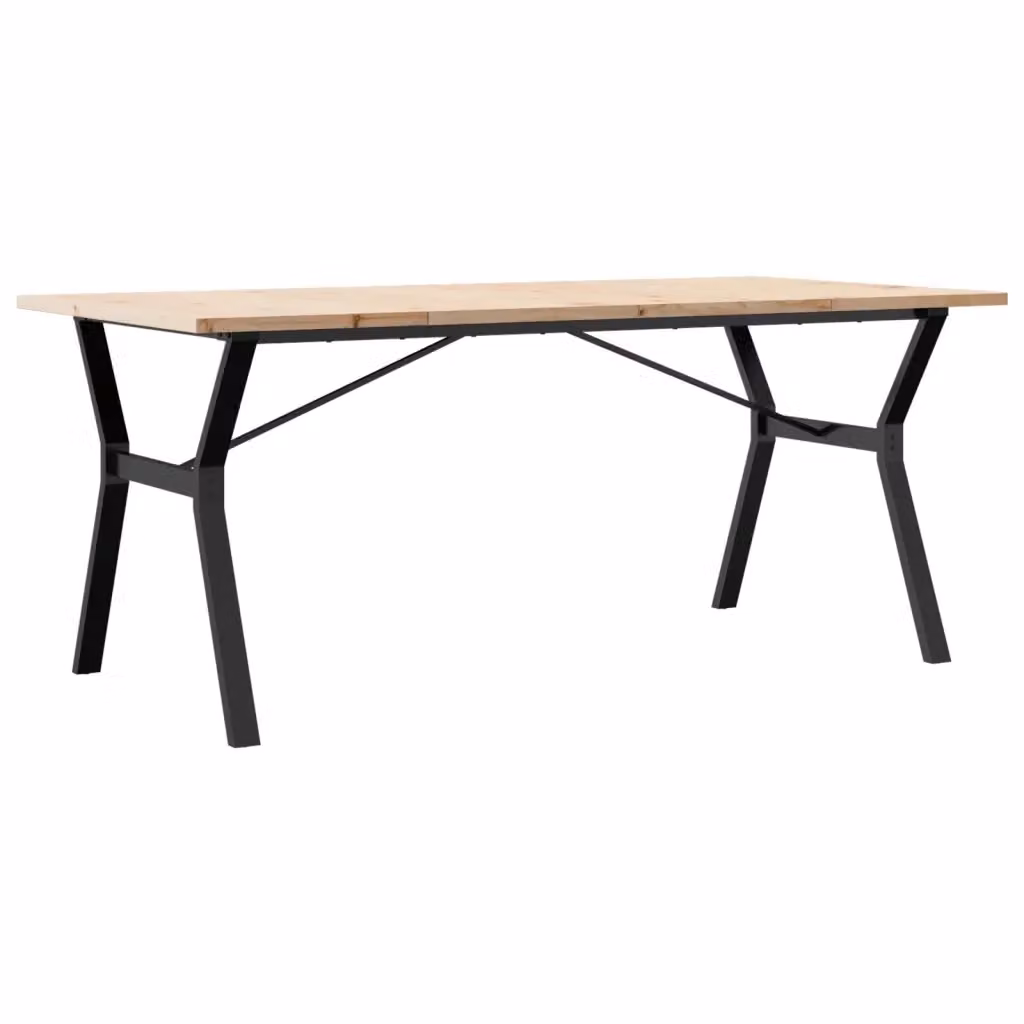 vidaXL Tavolo da Pranzo Rettangolare in Legno di Pino e Acciaio, Colore Marrone, L: 180 cm, P: 90 cm, H: 75,5 cm – 2