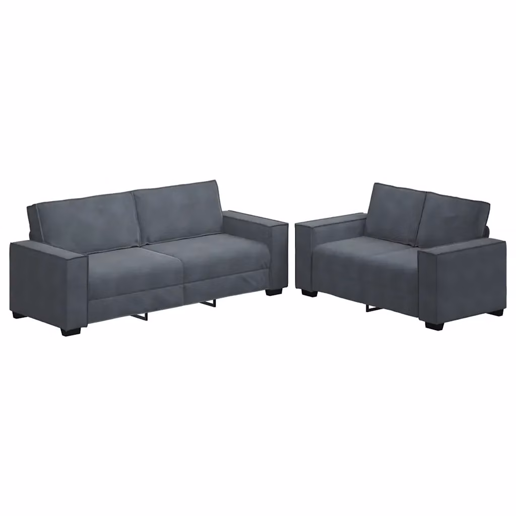 Set di 2 Divani Moderni vidaXL in Velluto Grigio con Cuscini – 2