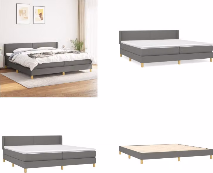 vidaXL Letto boxspring con materasso in tessuto grigio scuro 200x200 cm - Letto boxspring - Boxspringbetten - Bett - Schlafzimmermöbel