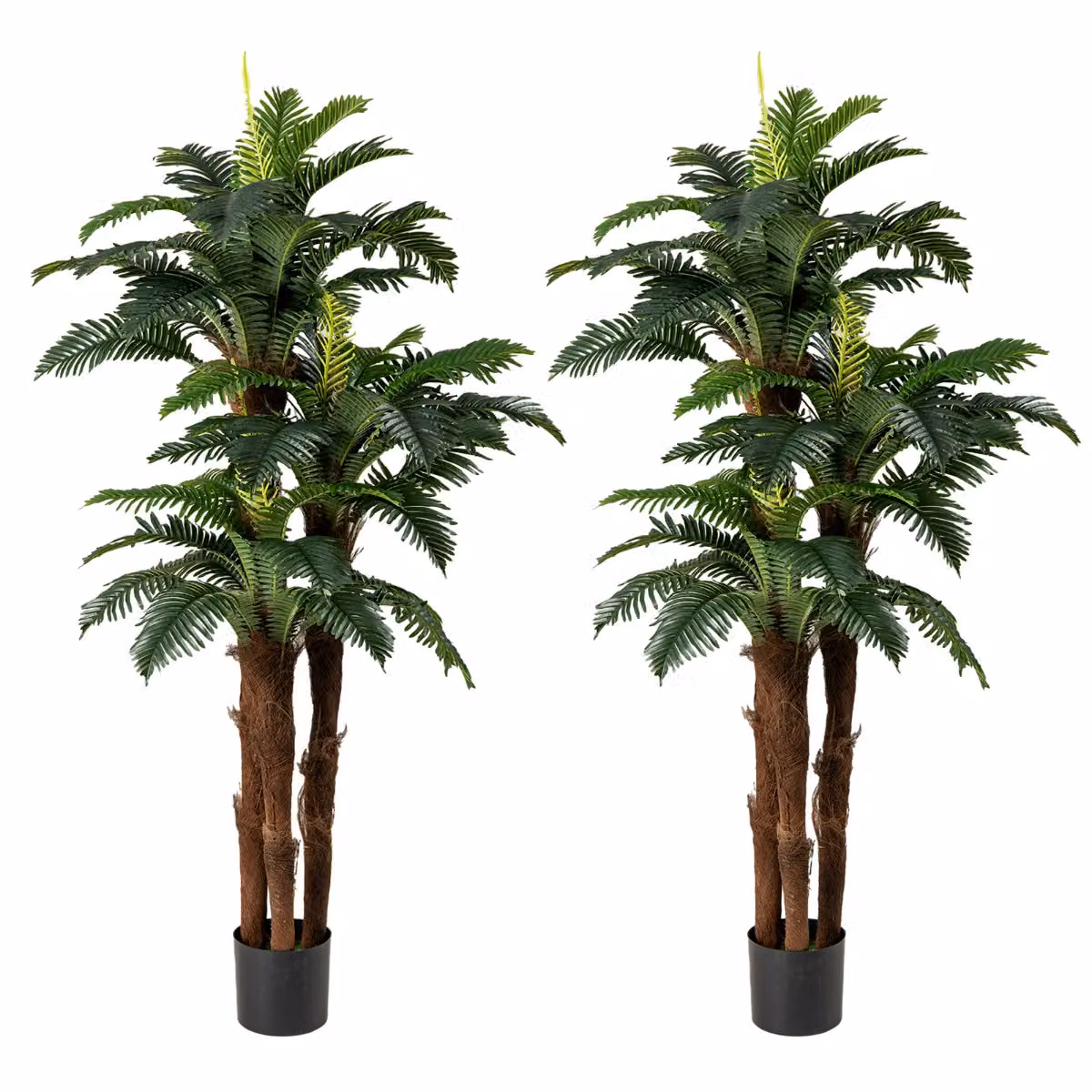 Set di 2 palme artificiali Costway con foglie regolabili e muschio, piante da interno in vaso verdi per decorazione casa