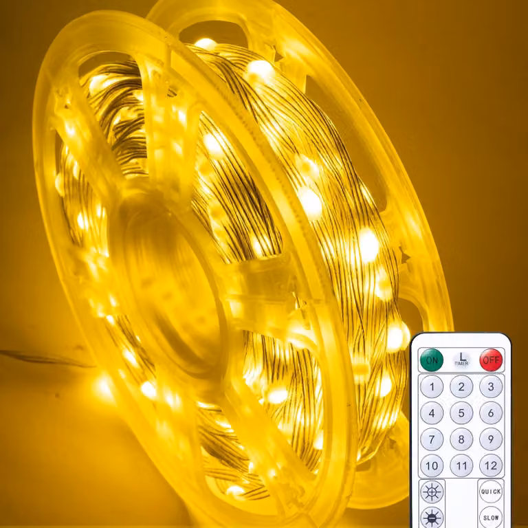 Catena luminosa da 50 metri, con 500 LED, 12 modalità, dimmerabile, impermeabile, con telecomando