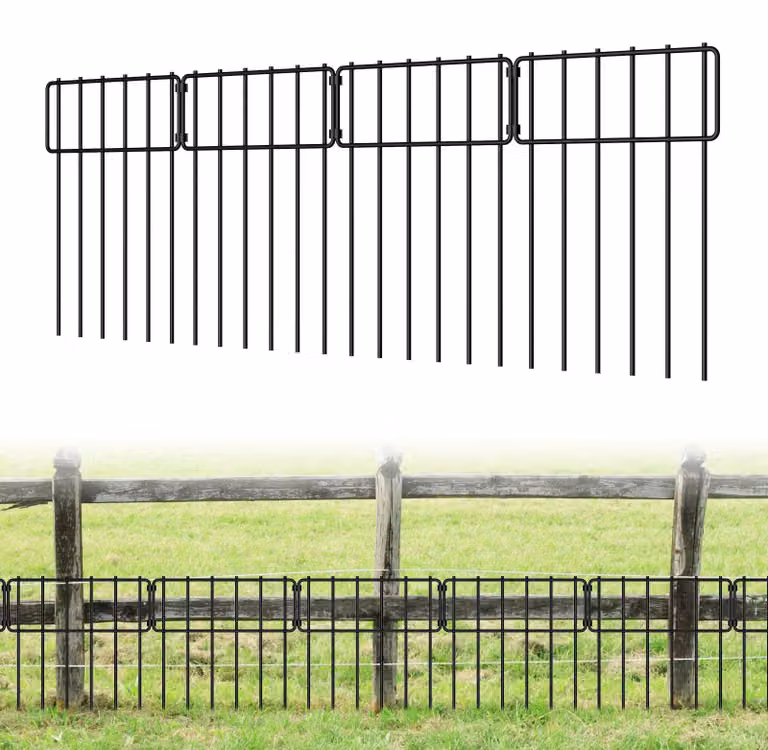 Recinzione per giardino, 10 pannelli, realizzata in metallo inossidabile, altezza 43 cm x lunghezza 3,3 metri
